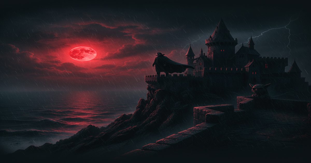 gotico classici Dracula castello notturno luna rossa horror