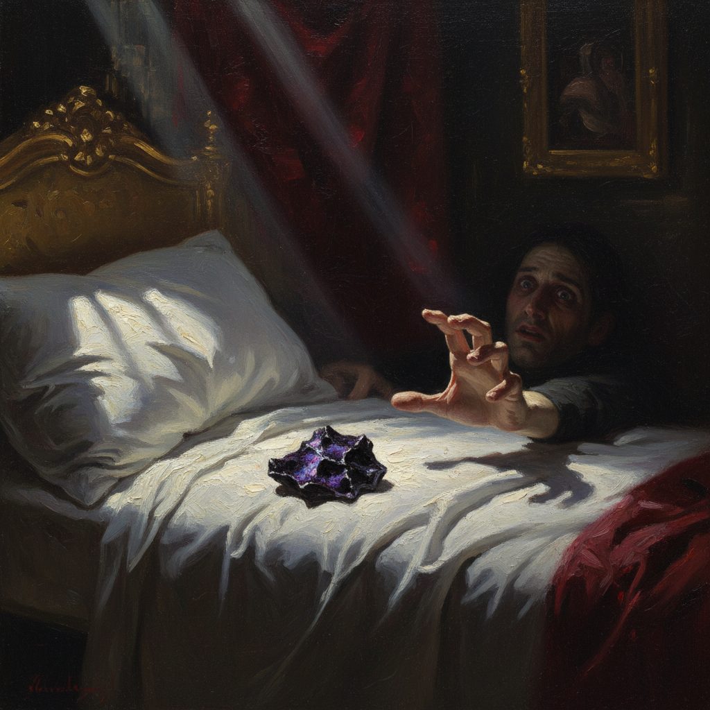 Alex si sveglia e trova sul letto il frammento metallico che la Signora gli ha lanciato nel sogno. Il confine tra sogno e realta si dissolve.
